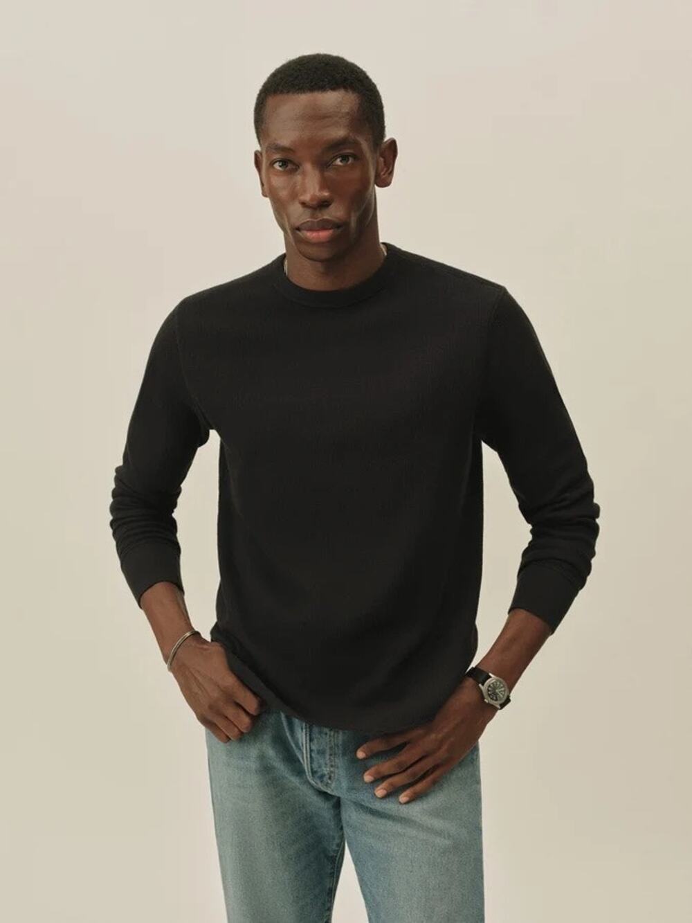 Buck Mason Vintage Thermal Surplus Tee Black Size L
